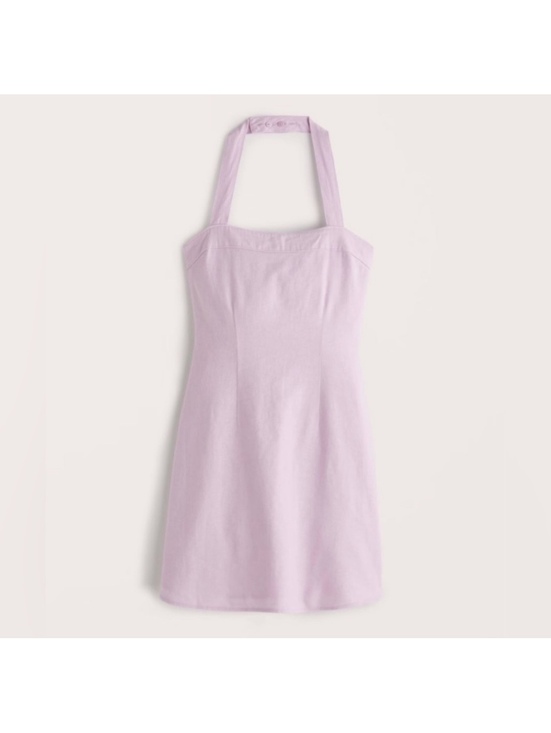 Abercrombie & Fitch Dresses & Skirts - Abercrombie & Fitch Linen Blend Halter Mini Dress Pastel Purple Lilac Medium